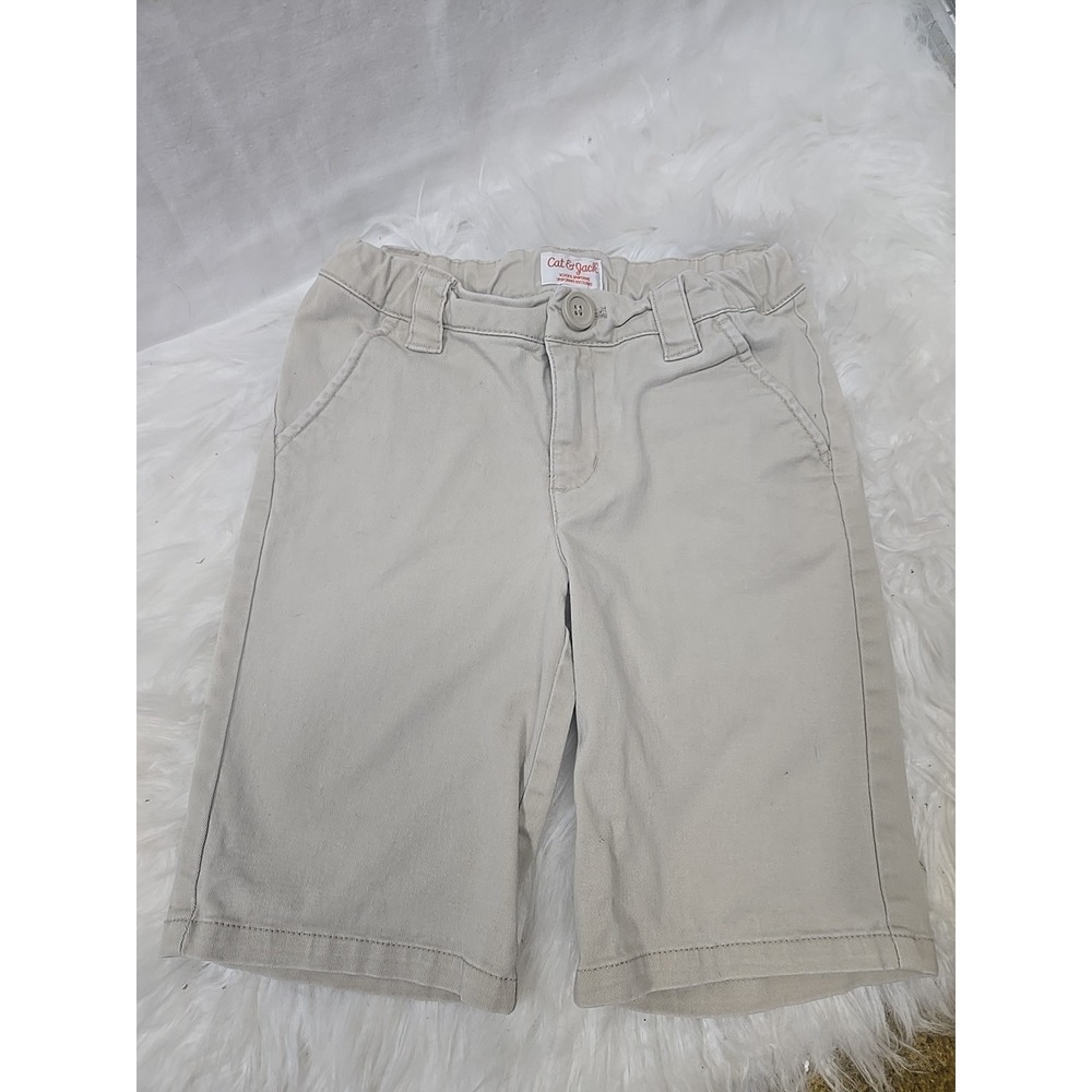 Cat & Jack Girls' School Uniform Chino Shorts Khaki Size 8 Adjustable Waist‎